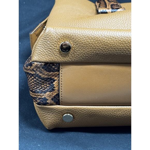 Michael Kors Python Embossed Satchel Bag Leather Acorn NWT Brown Office Tote - Picture 7 of 16